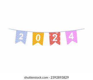 decoration with Bunting hanging with happy New Year word