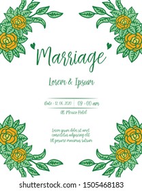 Decoration of card marriage with pattern of leaf flower frame elegant. Vector