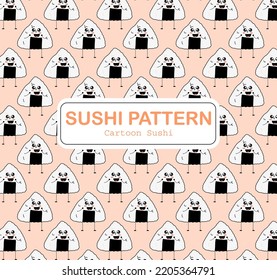 Decoration of Cartoon Sushi Pattern Seamless Vector 