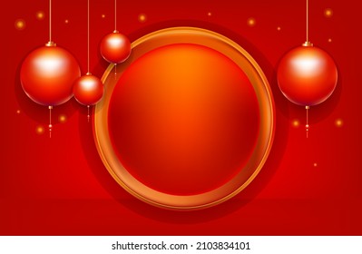 fondo de la celebración de la decoración 3d vector rojo elemento tradicional