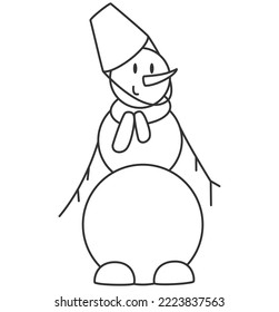 decoration for Christmas - a snowman. a snowman in a scarf and with a bucket on his head