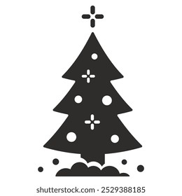 decoration and christmas tree icon, new year symbol, flat vector illustration on white background