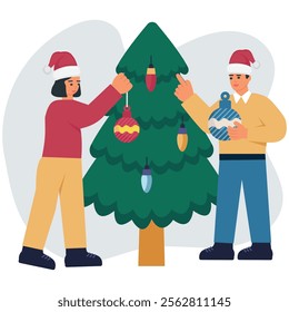 Decoration Christmas tree illustration for commercial use