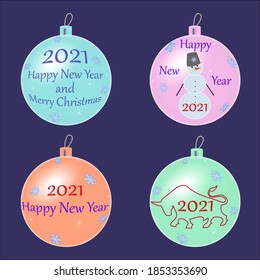 Decoration Christmas tree toy on a dark blue background, vector illustration