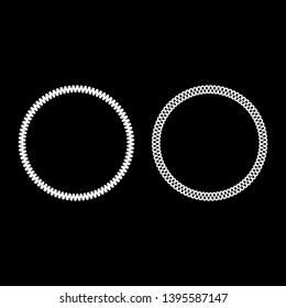 Decoration circle Decorative line Art frame icon outline set white color vector