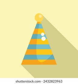 Decoration cone icon flat vector. Star fun hat. Funny celebration festive