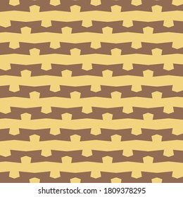 Decoration consisting of thick toothed stripes with sharp contours. Simple ethnic geometric motif in yellow and brown.