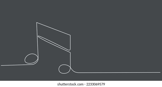 Decoration continuous line hand drawing element note for concert, photo book, invitations. Vector stock illustration minimalism design isolated on black background. Editable stroke single line. EPS10