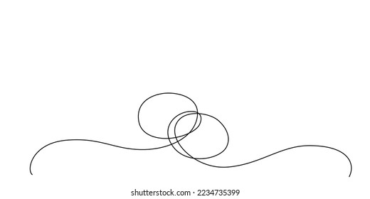 Decoration continuous line hand drawing element for wedding photo book, invitations. Vector stock illustration minimalism design isolated on white background. Editable stroke single line. EPS10