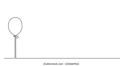 Decoration continuous line hand drawing element balloon for photo book, invitations. Vector stock illustration minimalism design isolated on white background. Editable stroke single line. EPS10