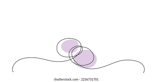Decoración línea continua de dibujo elemento para el libro de fotos de boda, invitaciones. Diseño minimalista de ilustración de material vectorial aislado en fondo blanco. Línea simple de trazo editable. EPS10