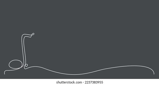 Decoration continuous line hand drawing element note for concert, photo book, invitations. Vector stock illustration minimalism design isolated on black background. Editable stroke single line. EPS10