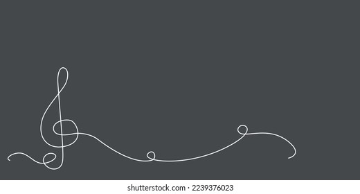 Decoration continuous line hand drawing element note for concert, photo book, invitations. Vector stock illustration minimalism design isolated on black background. Editable stroke single line. EPS10