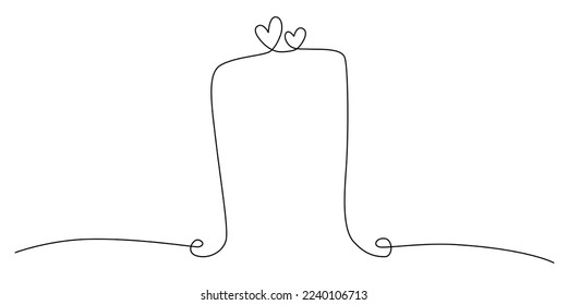 Decoration continuous line hand drawing element arch for wedding photo book, invitations. Vector stock illustration minimalism design isolated on white background. Editable stroke single line. EPS10