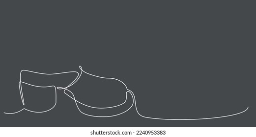 Decoration continuous line hand drawing shoes element for wedding photo book, invitations. Vector stock illustration minimalism design isolated on black background. Editable stroke single line. EPS10