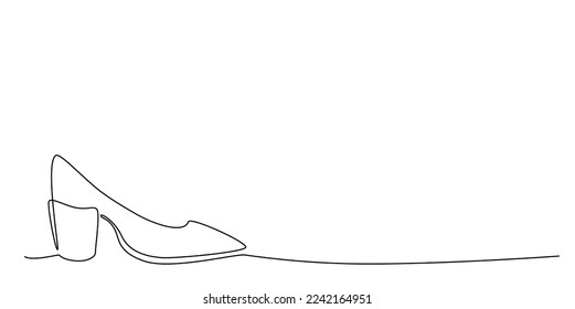 Decoration continuous line hand drawing shoe element for wedding photo book  invitations  Vector stock illustration minimalism design isolated white background  Editable stroke single line  EPS10