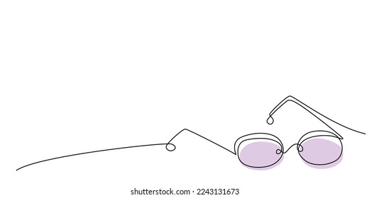 Decoration continuous line hand drawing eyeglasses for wedding photo book, invitations. Vector stock illustration minimalism design isolated on white background. Editable stroke single line. EPS10