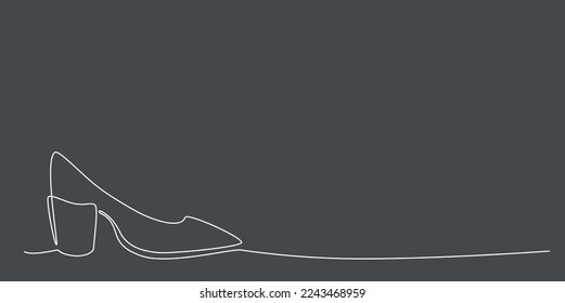 Decoration continuous line hand drawing shoes element for wedding photo book, invitations. Vector stock illustration minimalism design isolated on black background. Editable stroke single line. EPS10