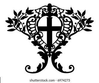 decoration with cross in the middle - full editable vector