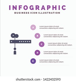 Decoration, Cut, Festival, Flag Solid Icon Infographics 5 Steps Presentation Background