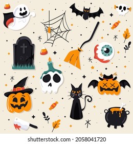 Decoration Cute Halloween design elements illustration.