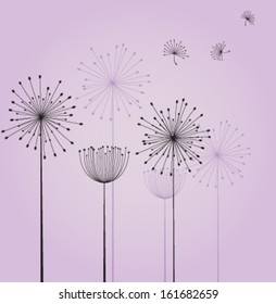 Decoration with Dandelion flowers. Vector