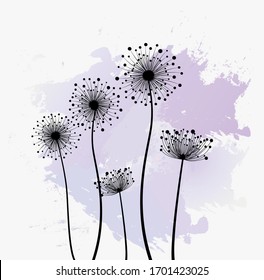 Decoration with dandelions flowers. Vector illustration