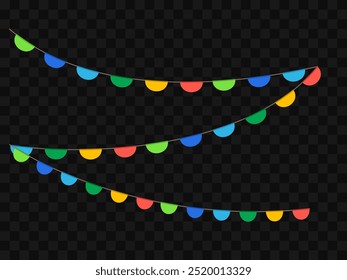 Decoration for the day of the holiday, flags on a ribbon. Garland buntings of Bavarian checkered blue flag.