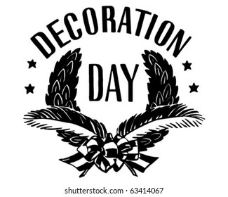 Decoration Day Wreath - Retro Clipart Illustration