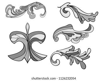 decoration design elements isolated on white background