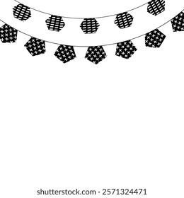 Decoration design template garland flag hanging string, Vector illustration of black decoration design, garland flag hanging string