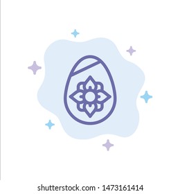 Decoration, Easter, Easter Egg, Egg Blue Icon on Abstract Cloud Background