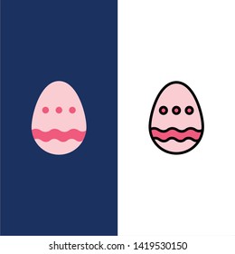 Decoration, Easter, Easter Egg, Egg  Icons. Flat and Line Filled Icon Set Vector Blue Background