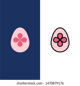 Decoration, Easter, Easter Egg, Egg  Icons. Flat and Line Filled Icon Set Vector Blue Background. Vector Icon Template background