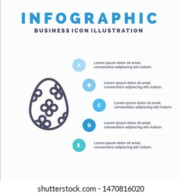 Decoration, Easter, Easter Egg Line icon with 5 steps presentation infographics Background. Vector Icon Template background