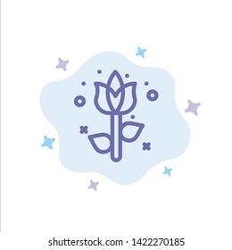Decoration, Easter, Flower, Plant Blue Icon on Abstract Cloud Background