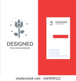 Decoration, Easter, Flower, Plant Grey Logo Design and Business Card Template. Vector Icon Template background