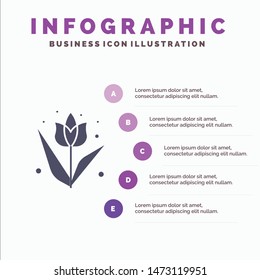 Decoration, Easter, Flower, Plant Solid Icon Infographics 5 Steps Presentation Background