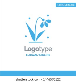 Decoration, Easter, Plant, Tulip Blue Solid Logo Template. Place for Tagline