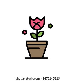 Decoration, Easter, Plant, Tulip  Flat Color Icon. Vector icon banner Template