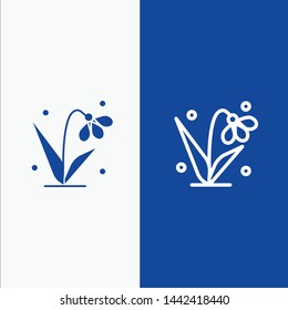 Decoration, Easter, Plant, Tulip Line and Glyph Solid icon Blue banner Line and Glyph Solid icon Blue banner