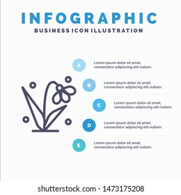 Decoration, Easter, Plant, Tulip Line icon with 5 steps presentation infographics Background