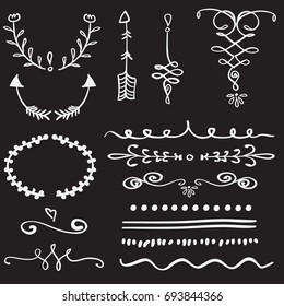 decoration, elegant border, frames text dividers and floral elements.hand drawn vector illustration