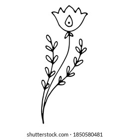 Dekorationselement für Design-Einladung, Hochzeitskarten, Valentinstag. Blumenhandgezeichnetes Doodsymbol für Social-Media-Geschichte und Highlight-Cover
