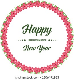 Decoration element of pink flower frame, template for various card happy new year. Vector