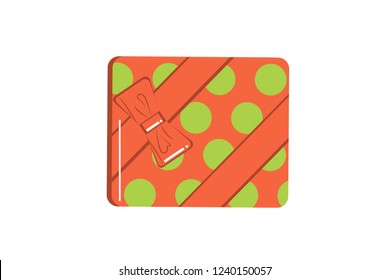 Decoration elements (flat style bright gift box icon) for designing holiday poster, banner, logo, icon, invitation or greeting card.  For new year, christmas, birthday presents design. Isolated