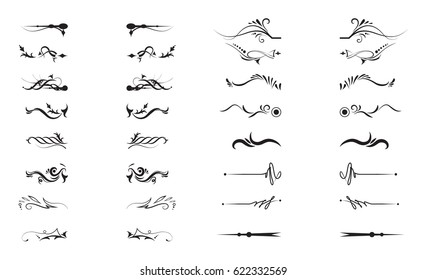 Decoration elements set on white background. Floral ornament.