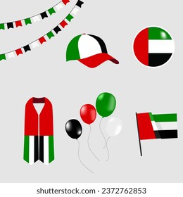 elementos de decoración para el día nacional de los Emiratos Árabes Unidos