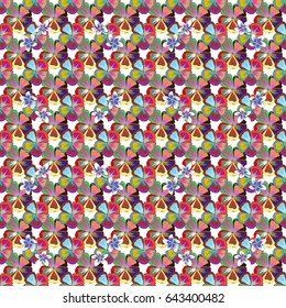 Decoration fabric. Seamless pattern with cute flowers. Background in green and blue colors for gift wrapping. Vector wallpaper design. Stylish beautiful seamless pattern.