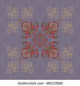 Decoration for fabric, textile, interior in red and green colors. Handmade vector illustration. Vintage seamless pattern.